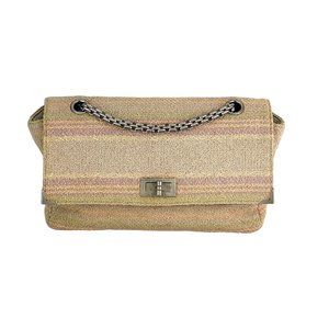 Chanel 2.55 Reissue 225 Single Flap Pink Multicolor Cotton Tweed Shoulder  Bag